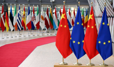 Flags of the EU, China, and EU member states