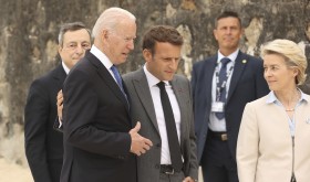 U.S. President Joe Biden, Italy's Prime Minister Mario Draghi, France's President Emmanuel Macron, European Commission President Ursula von der Leyen