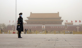 Police officers are seen at Tiananmen Square in Beijing, China